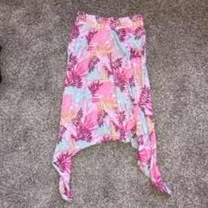 Neon Leaf Print Long Skirt